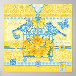 Birth Blume und Gem März Birdcage Poster