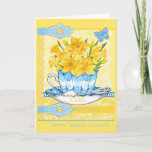 Birth Blume und Gem März Word Game Card Karte