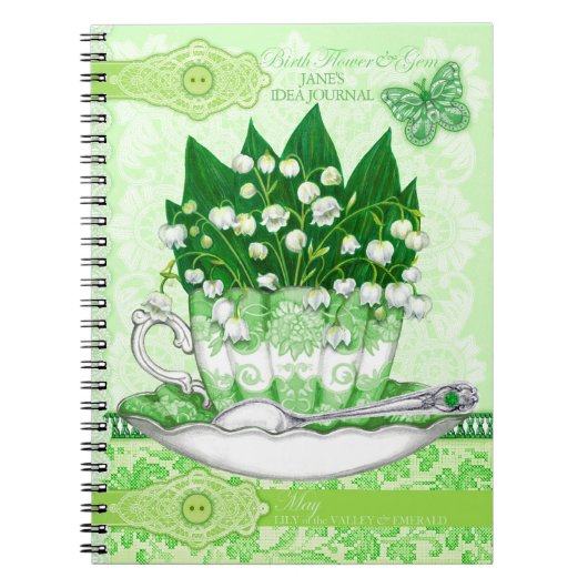 Birth Blume und Gem May Lace Notizblock (Vorderseite)