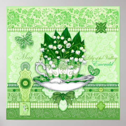 Birth Blume und Gem May Teacup Poster (Vorne)