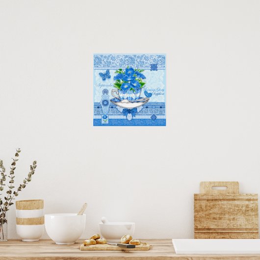 Birth Blume und Gem September Teacup Poster (Küche)