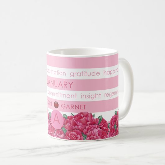 Birth Blume und Gem Stripe Tasse Januar (VorderseiteRechts)