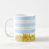 Birth Blume und Gem Stripe Tasse März (Links)
