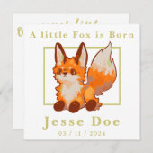 Birth Boy and Girl card, little Fox (Vorne/Hinten)