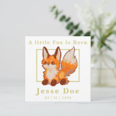 Birth Boy and Girl card, little Fox (Stehend Vorderseite)
