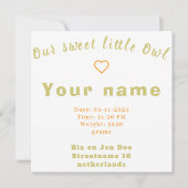 Birth Boy and Girl, sweet little Owl (Rückseite)