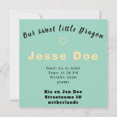 Birth Boy Card Cute Dragon (Rückseite)