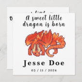 Birth Boy Card Cute Dragon pixel art (Vorne/Hinten)