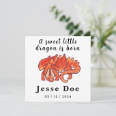 Birth Boy Card Cute Dragon pixel art (Stehend Vorderseite)