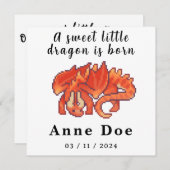 Birth card Girl Cute Dragon pixel art (Vorne/Hinten)