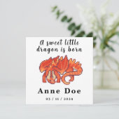 Birth card Girl Cute Dragon pixel art (Stehend Vorderseite)