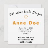 Birth card Girl Cute Dragon pixel art (Rückseite)