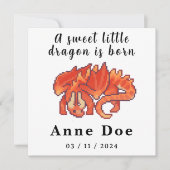 Birth card Girl Cute Dragon pixel art (Vorderseite)