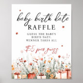 Birth Date Raffle Merry Baby Shower Game sign Poster (Vorne)