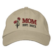 Birth Flower August Poppy MOM Bestickte Baseballkappe (Vorderseite)