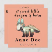 Birth Girl, Card Cute Dragon  (Vorne/Hinten)