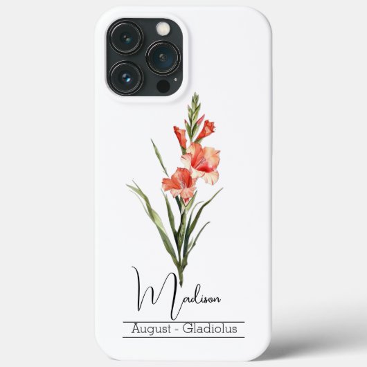 Birth Month Blume August Gladiolus Case-Mate iPhone Hülle (Rückseite)