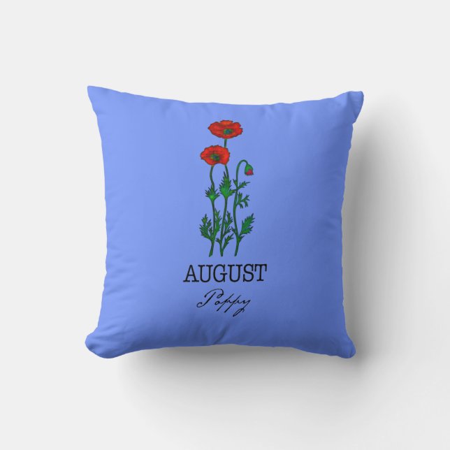 Birth Month Blume August Poppy Kissen (Vorderseite)