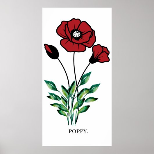 Birth Month Blume August Poppy Poster. Poster (Vorne)