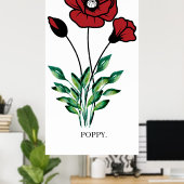 Birth Month Blume August Poppy Poster. Poster (Heimbüro)
