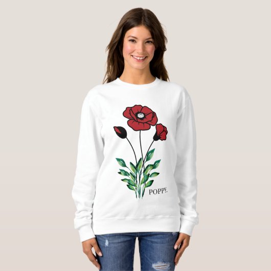 Birth Month Blume August Poppy Sweatshirt (Vorne ganz)