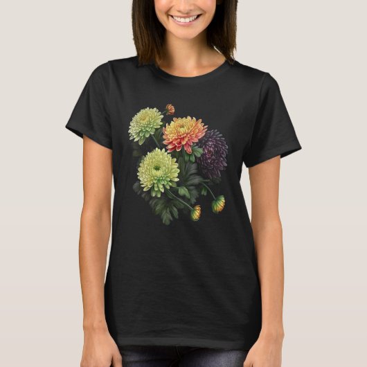 Birth Month Chrysanthemum Flowers T-Shirt (Vorderseite)