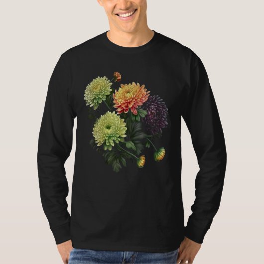 Birth Month Chrysanthemum Flowers T-Shirt (Vorderseite)