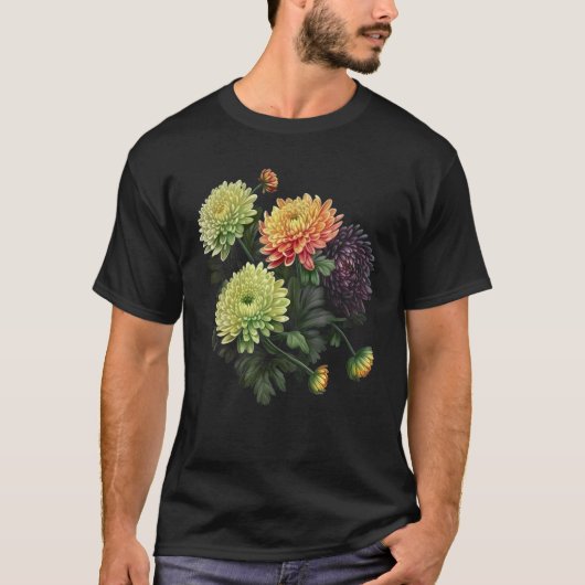 Birth Month Chrysanthemum Flowers T-Shirt (Vorderseite)