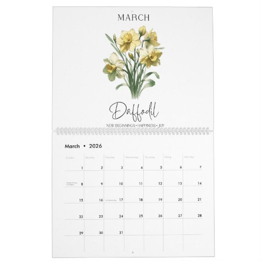 Birth Month Flower Kalender (Mär 2026)