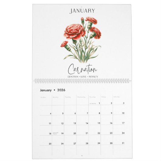 Birth Month Flower Kalender (Jan 2026)