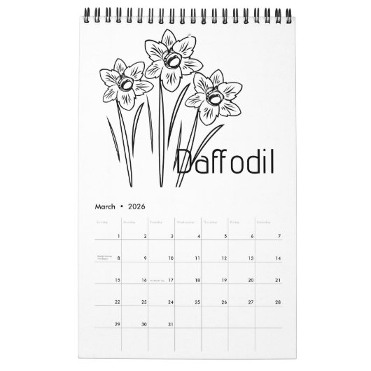 Birth Month Flowers Calendar Kalender (Mär 2026)