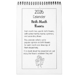 Birth Month Flowers Calendar Kalender