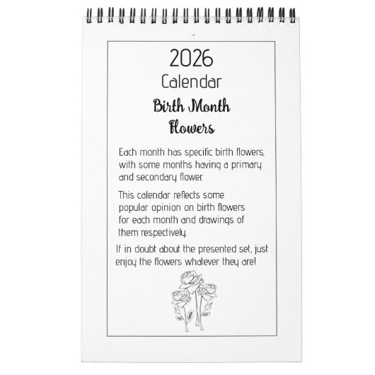 Birth Month Flowers Calendar Kalender (Titelbild)
