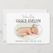 Birth New Baby Simple Foto Flat Ankündigung (Vorderseite)