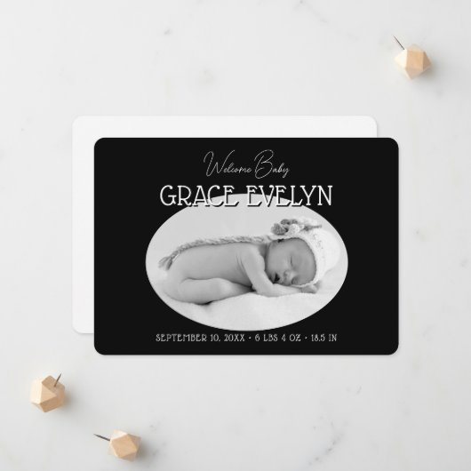 Birth New Baby Simple Foto Flat Ankündigung (Vorderseite/Rückseite Beispiel)