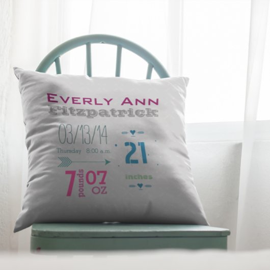 Birth Record Girl's Kinderzimmer Room Babysitter-P Kissen