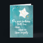 Birth Son Tween oder Teen Geburtstag Nacht Sky Bri Karte<br><div class="desc">Bringen Sie Ihrem Geburtssohn ein Lächeln ins Gesicht,  denn er feiert heute seinen Geburtstag. Diese Karte mit glänzenden Sternen auf der Vorderseite,  die ihm nahe legt,  auch hell zu leuchten,  ist perfekt für den Anlass.</div>
