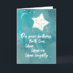 Birth Son Tween oder Teen Geburtstag Nacht Sky Bri Karte<br><div class="desc">Bringen Sie Ihrem Geburtssohn ein Lächeln ins Gesicht,  denn er feiert heute seinen Geburtstag. Diese Karte mit glänzenden Sternen auf der Vorderseite,  die ihm nahe legt,  auch hell zu leuchten,  ist perfekt für den Anlass.</div>