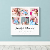 Birth Stat Foto Collage White Leinwanddruck (Insitu (Holzboden))