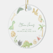 Birth Stats Baby Foto Gender Neutral Dinosaur Boy Keramik Ornament (Links)