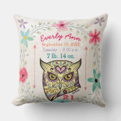 Birth Stats Baby Girl Forest Creature Owl Kissen (Vorderseite)