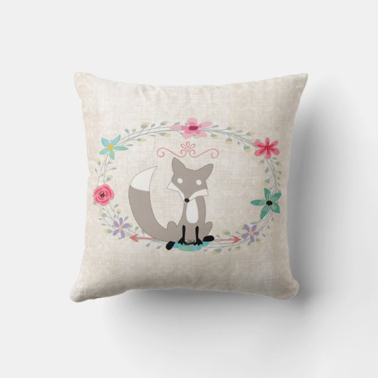 Birth Stats Baby Girl Forest Creatures Fox Kissen (Rückseite)