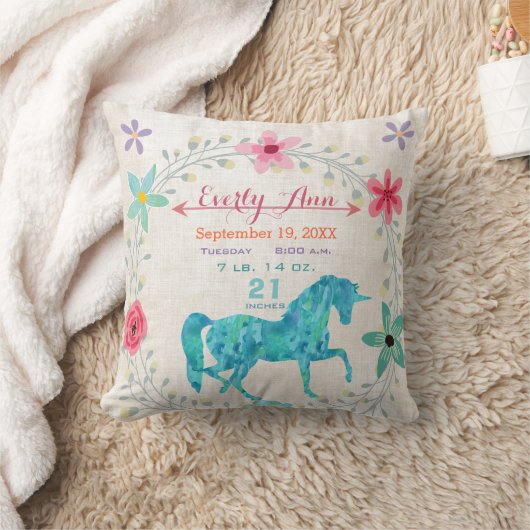 Birth Stats Baby Girl Magical Creatures Unicorn Kissen (Decke)