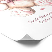 Birth Stats Baby Girl Pink Teddy Bear Poster (Ecke)