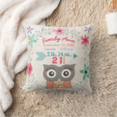 Birth Stats Baby Girl Woodland Forest Creature Owl Kissen (Decke)