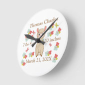 Birth Stats Baby Llamas Blume Schmetterlinge  Runde Wanduhr (Winkel)