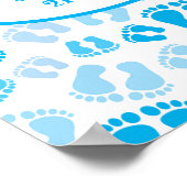 Birth Stats Blue and White Baby Boy Baby Feet Poster (Ecke)