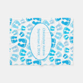 Birth Stats Blue und White Baby Feet Baby Blanket Fleecedecke (Vorderseite (Horizontal))