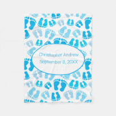 Birth Stats Blue und White Baby Feet Baby Blanket Fleecedecke (Vorderseite)