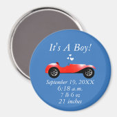 Birth stats Classic Car Geschenke Sweet Red Retro  Magnet (Vorderseite/Rückseite)